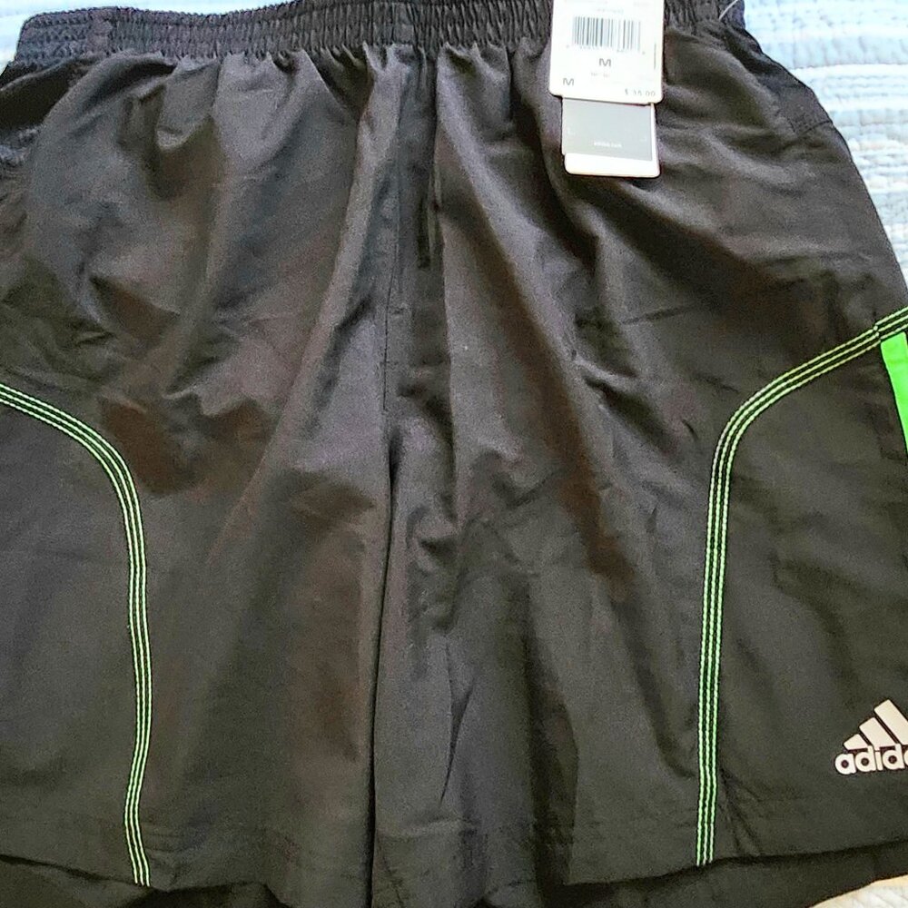 NWT Men Shorts Run Adidas Response z27431 M Black Green Discount Shipping!